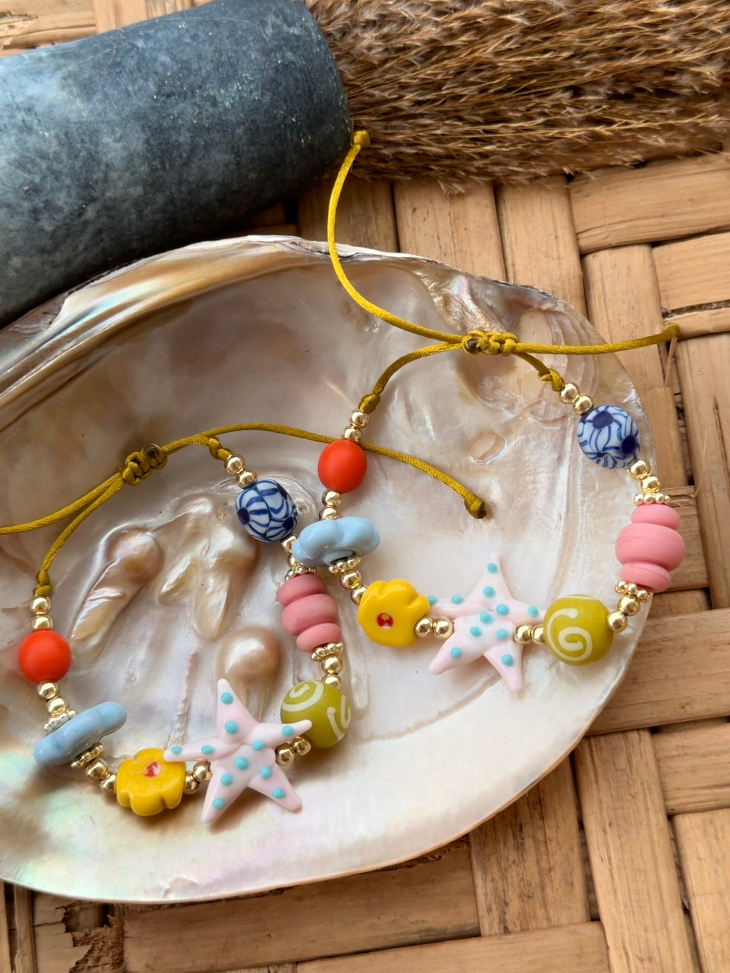 Pink Starfish murano bracelet