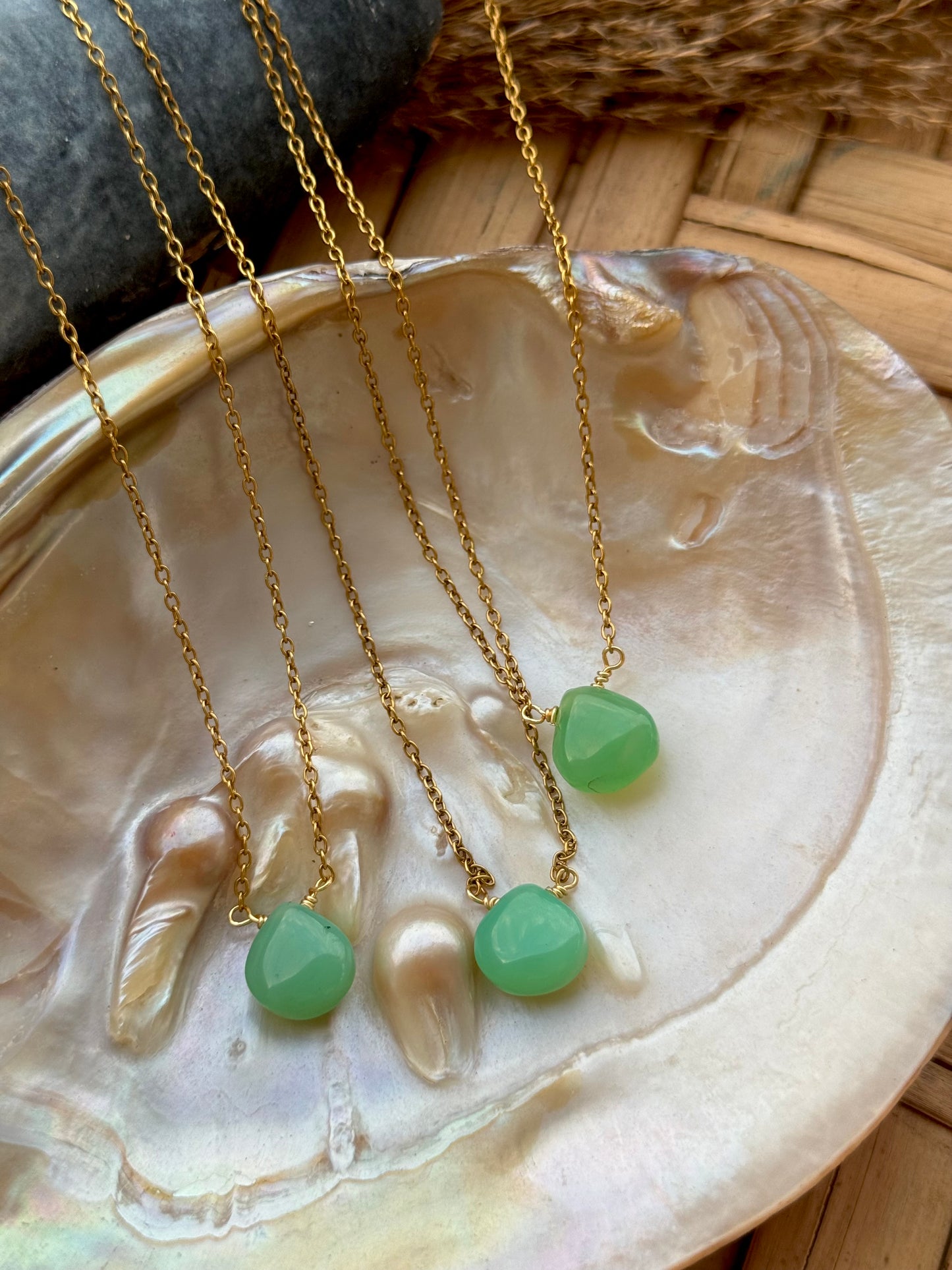 Chalcedony drop chain