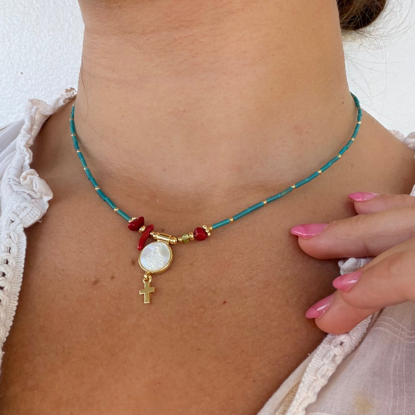 Virgencita Turquesa necklace