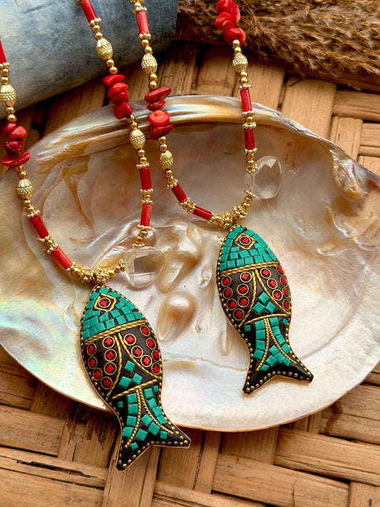 Tibetan fish necklace