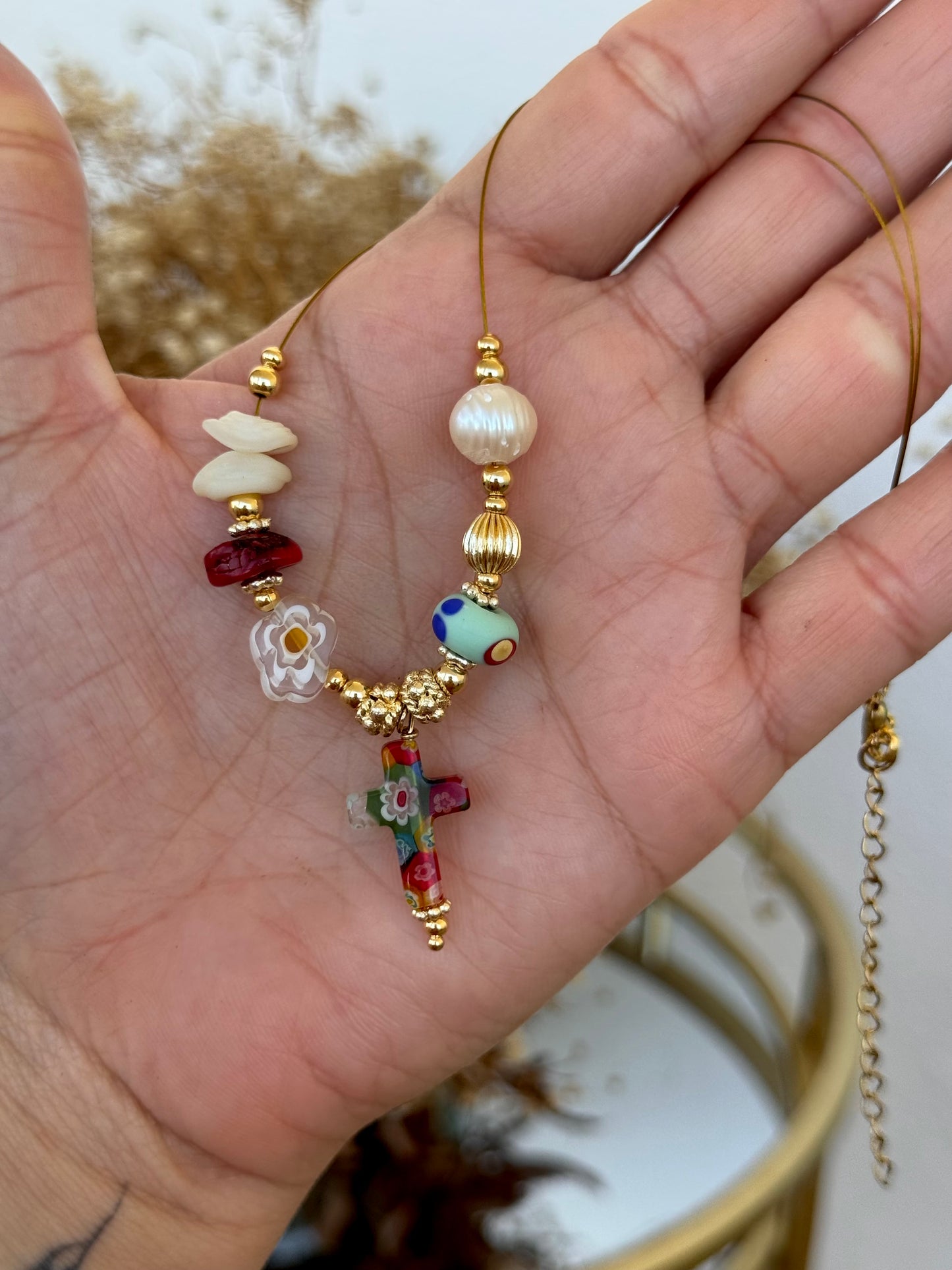 Millefiori Cross necklace