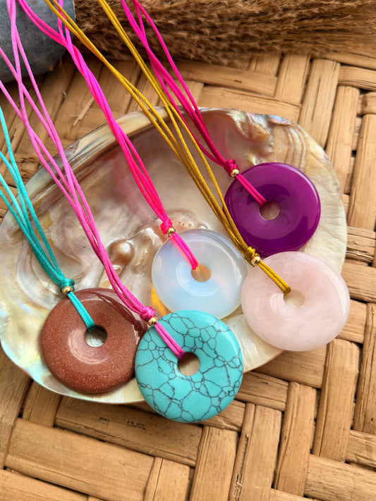 Big donut gem necklace