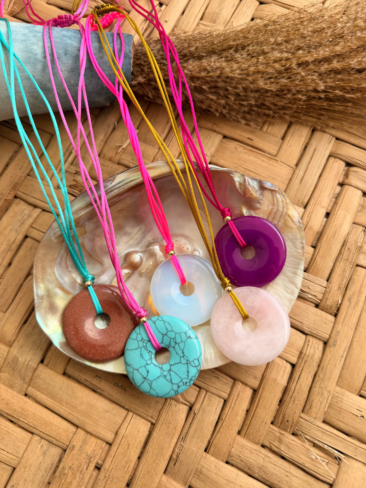 Big donut gem necklace