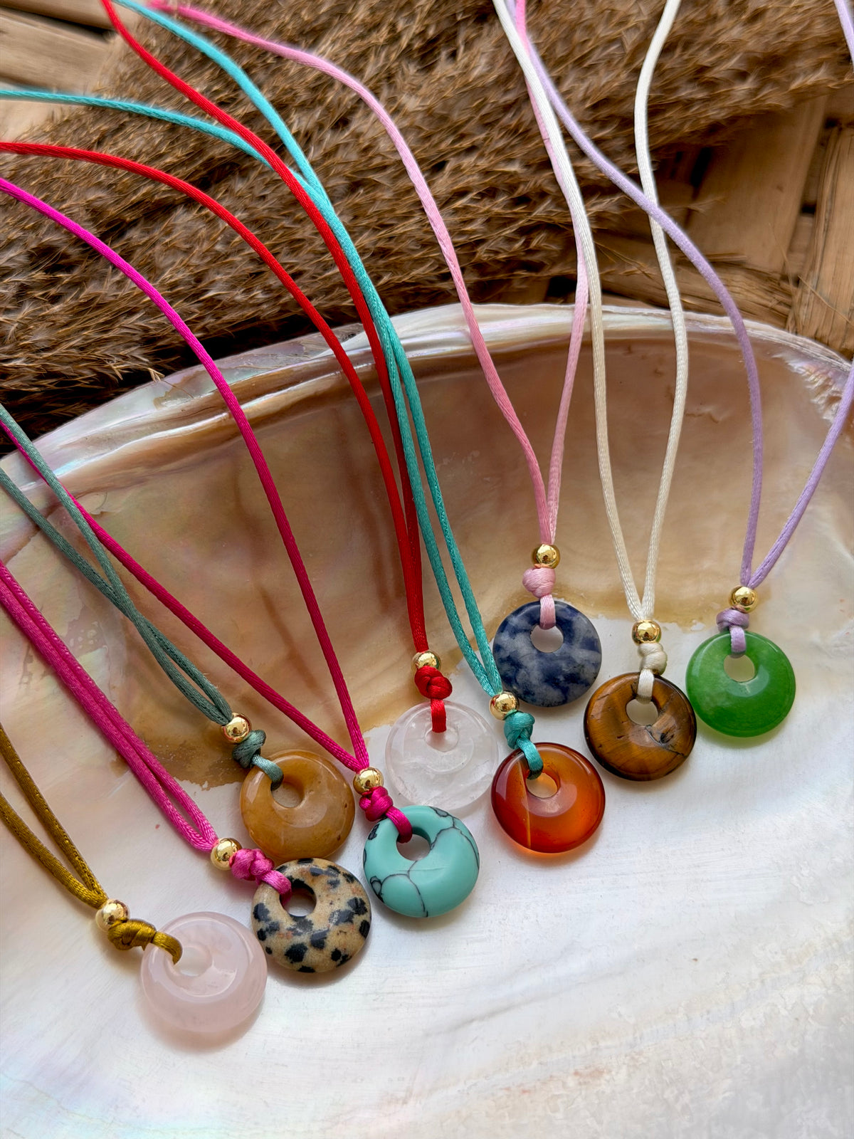 Donut gemstone necklace