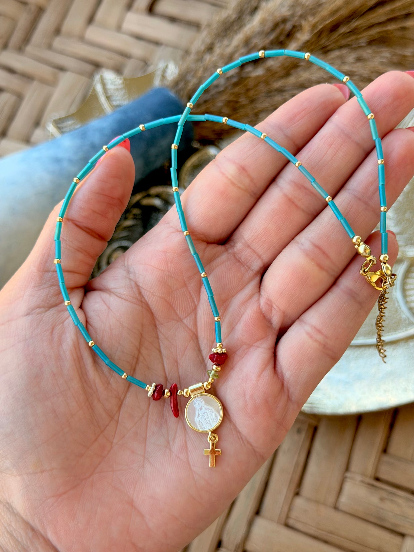 Virgencita Turquesa necklace