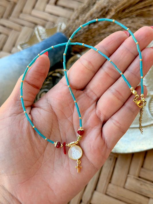Virgencita Turquesa necklace