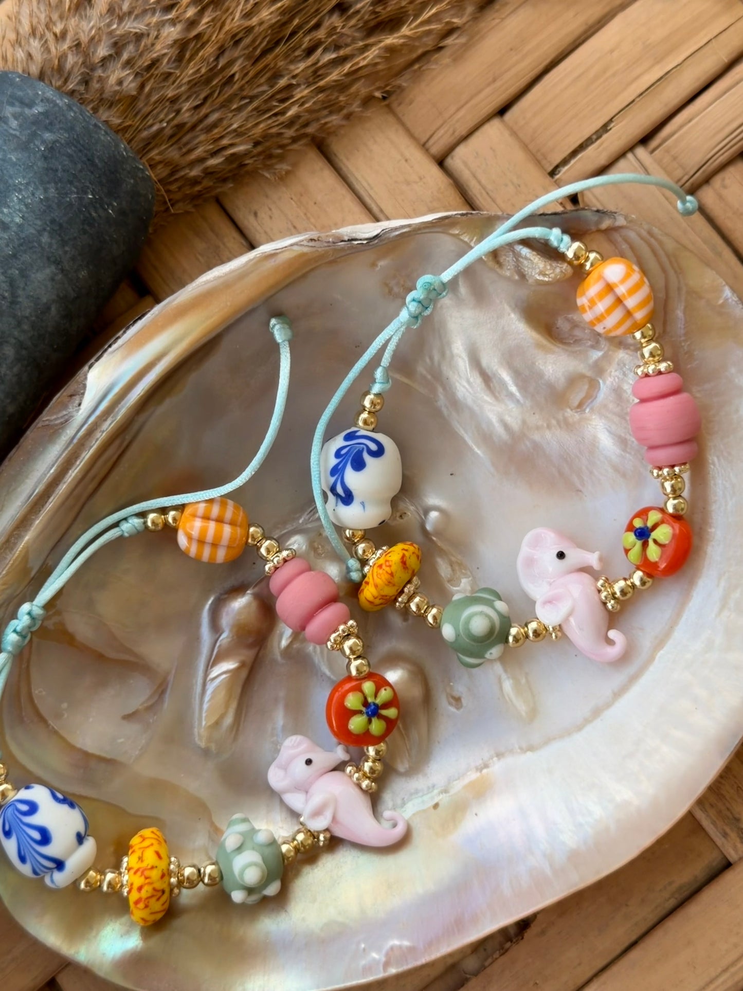 Pink seahorse bracelet