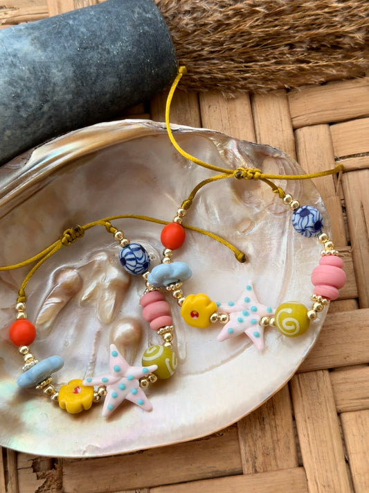 Pink Starfish murano bracelet
