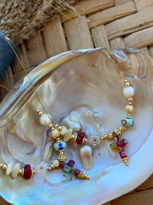 Millefiori Cross necklace