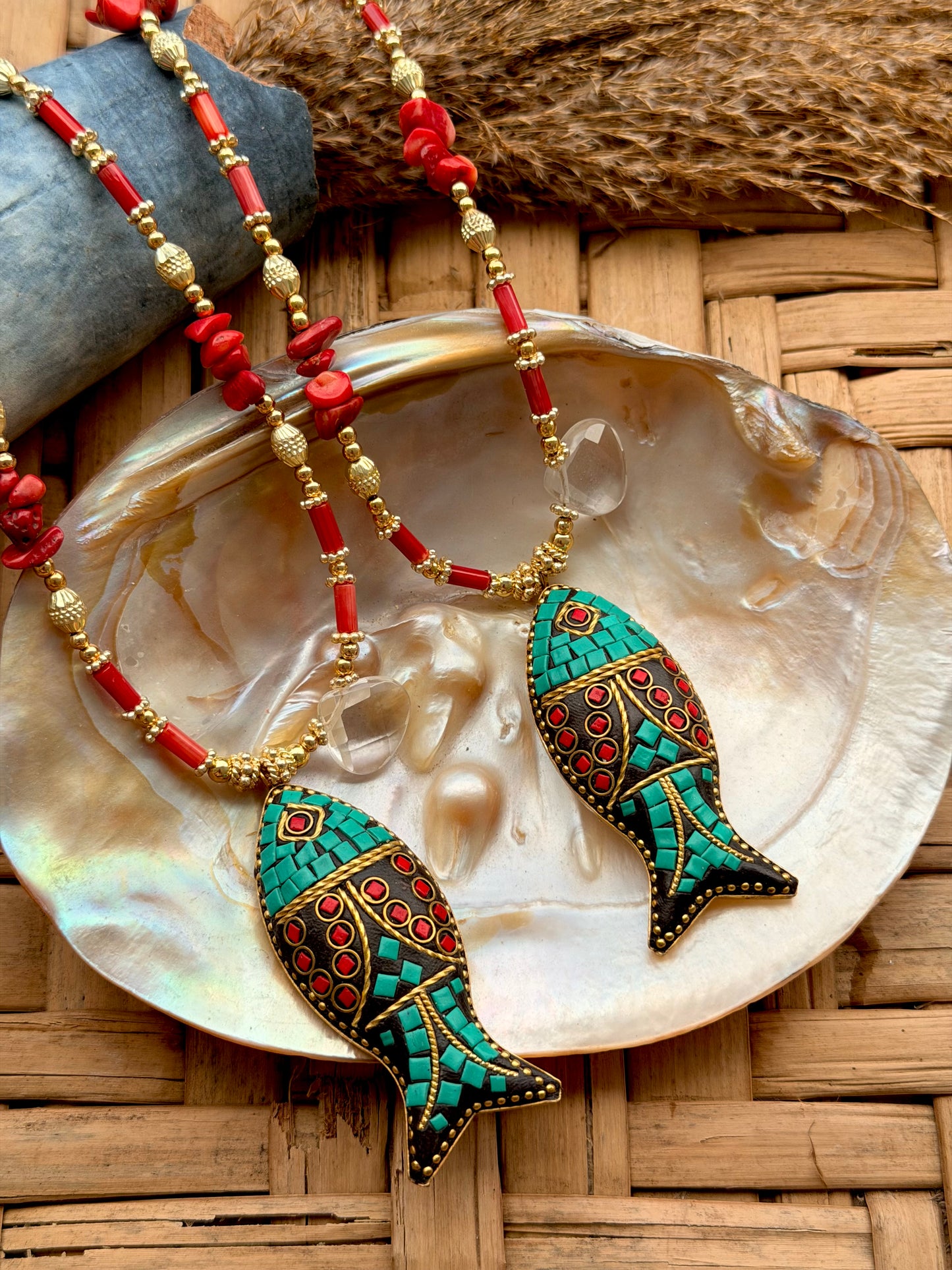 Tibetan fish necklace