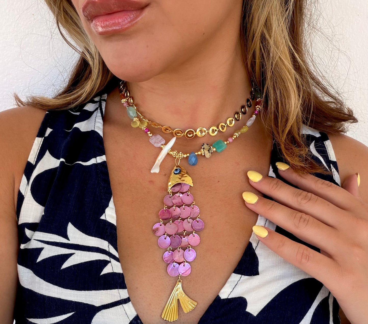 Escamas Fish necklace (violeta)